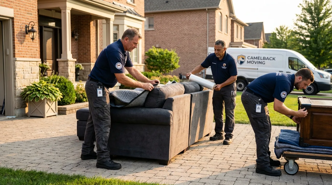 Large estate moving crew wrapping furniture in Port Orford, OR